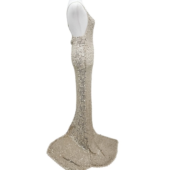 Retrofete Dress Marie Sequin Crochet Maxi White Ivory Gold Long XS / S Strappy - Picture 7 of 16